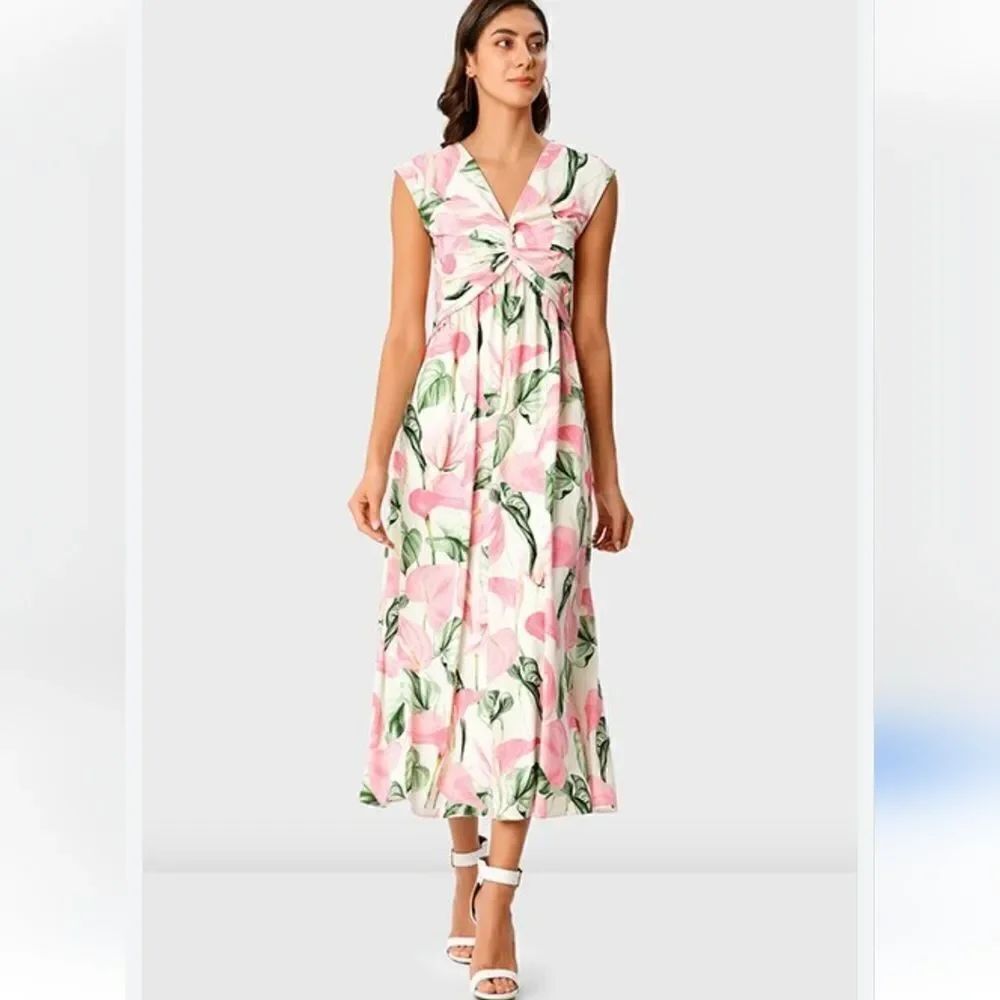 eShakti Floral Twist Front Dress Soft Girl